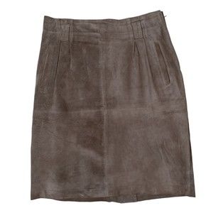 Vintage Evan Davies Brown Pigsuede Pencil Straight Skirt Size 12 Knee Length